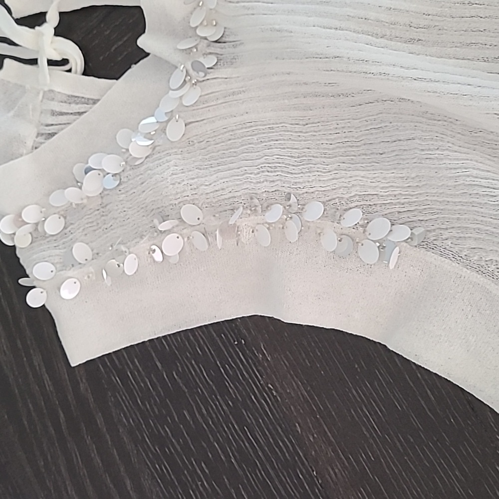 NWT J. Crew Sheer ruffle-trim tank top with sequin embellishments - Picture 6 of 8